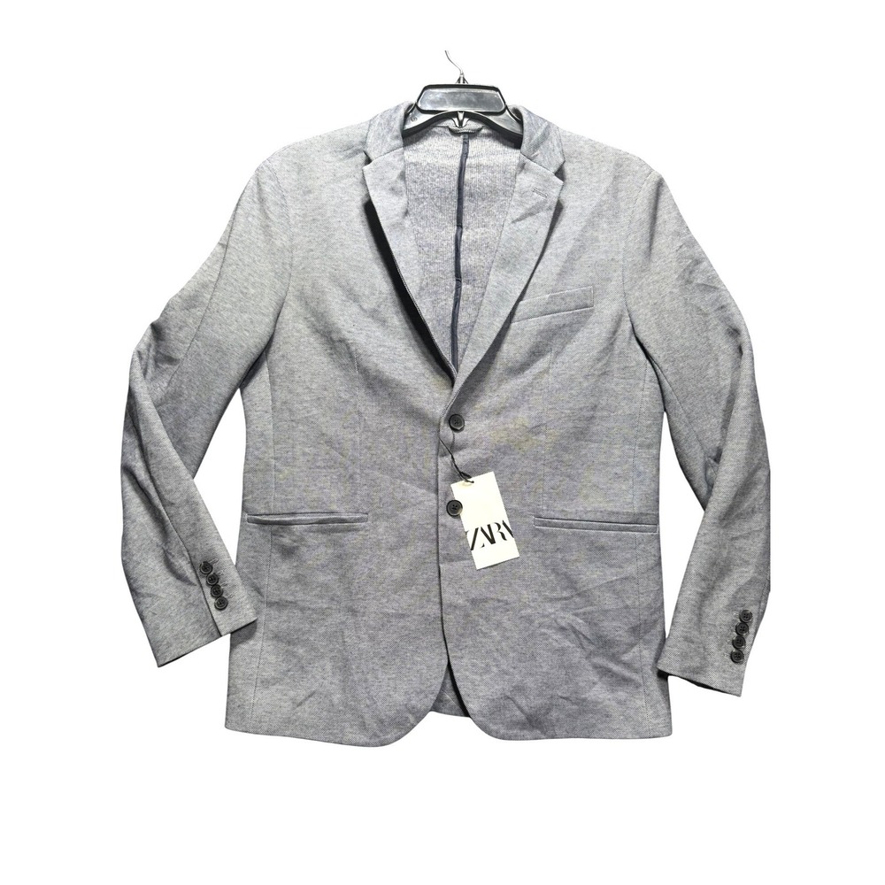 Zara Blazer Men XL Grey Textured Two-Button Sport Coat 1608/400/400